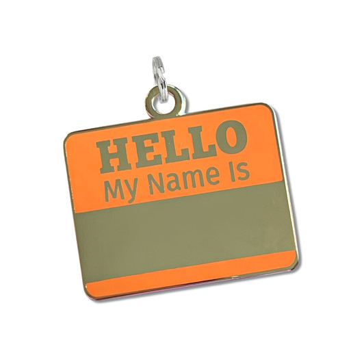 Hello My Name Is Pet ID Tag - Orange