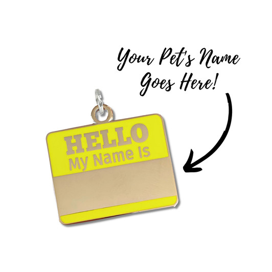 Hello My Name Is Pet ID Tag - Yellow