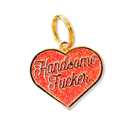 Handsome Fucker Gold Enamel Dog Tag