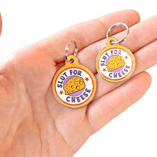Slut for Cheese - Enamel Dog Tag