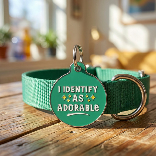 I Identify as Adorable - Enamel Dog Tag