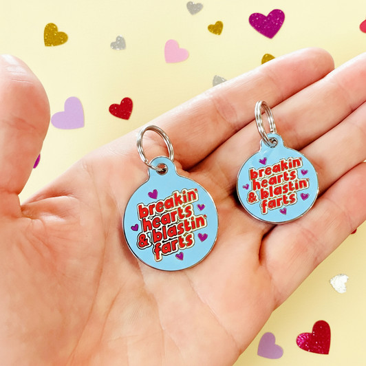 Breaking Hearts & Basting Farts - Enamel Dog Tag Breaking Hearts & Basting Farts - Enamel Dog Tag