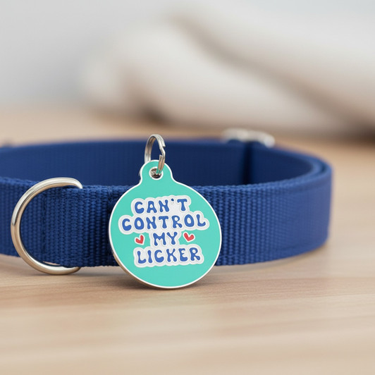 Can't Control my Licker - Enamel Dog Tag