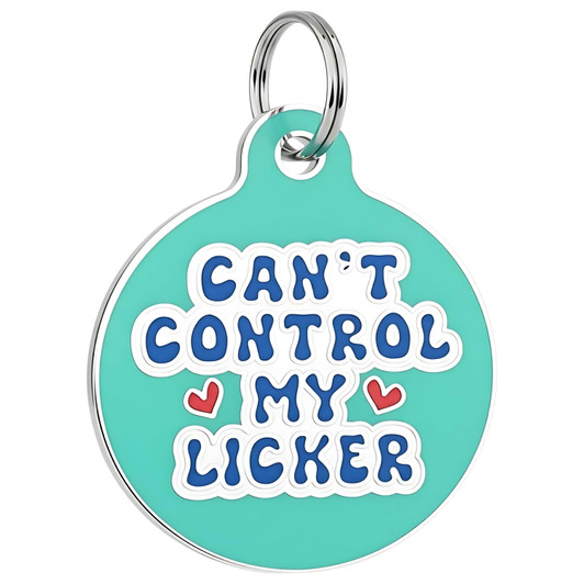 Can't Control my Licker - Enamel Dog Tag *Green