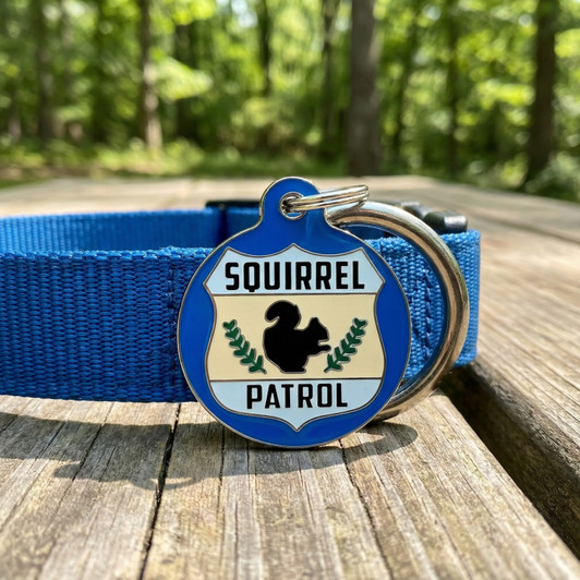 Squirrel Patrol - Enamel Dog Tag *Blue
