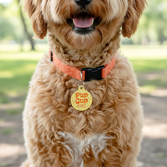 Pup Cup Addict - Enamel Dog Tag