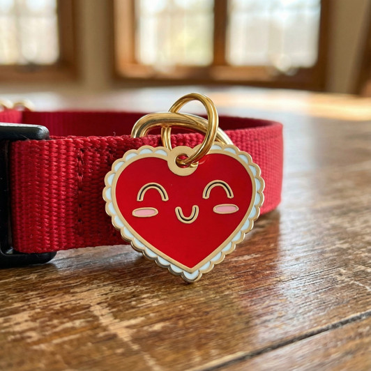 My Heart Dog - Gold Enamel Dog Tag *Red