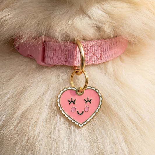 My Heart Dog - Gold Enamel Dog Tag *Pink