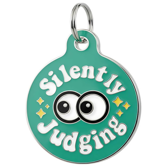 Silently Judging - Enamel Dog Tag *Teal New Color Silently Judging - Enamel Dog Tag *Teal New Color