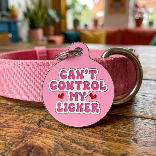 Can't Control my Licker - Enamel Dog Tag *Pink Can't Control my Licker - Enamel Dog Tag *Pink