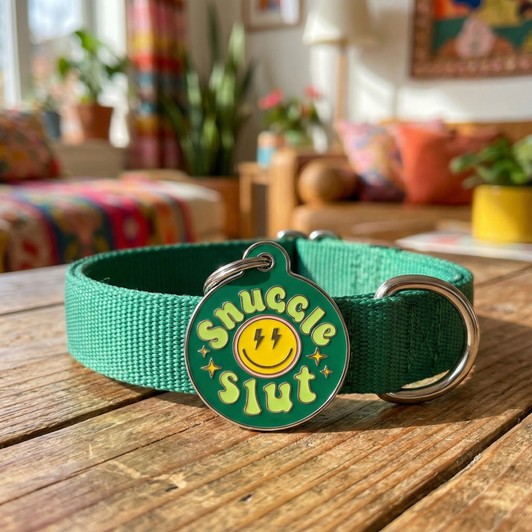 Snuggle Slut - Enamel Dog Tag *Green