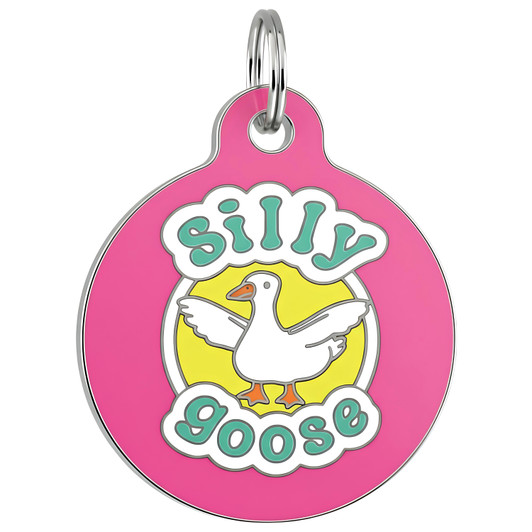 Silly Goose - Enamel Dog Tag *Pink