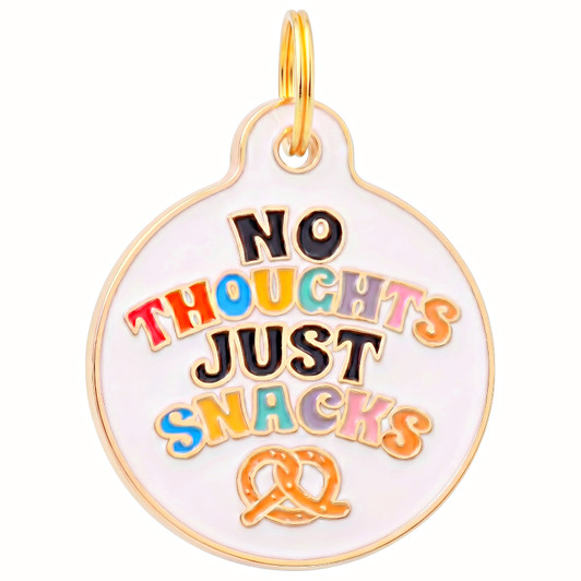 No Thoughts Just Snacks - Gold Enamel Tag