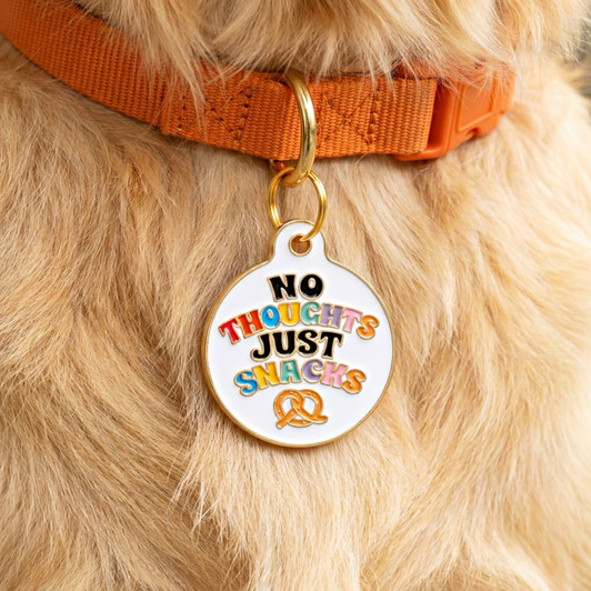 No Thoughts Just Snacks - Gold Enamel Tag