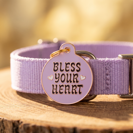 Bless Your Heart - Gold Enamel Dog Tag Bless Your Heart - Gold Enamel Dog Tag