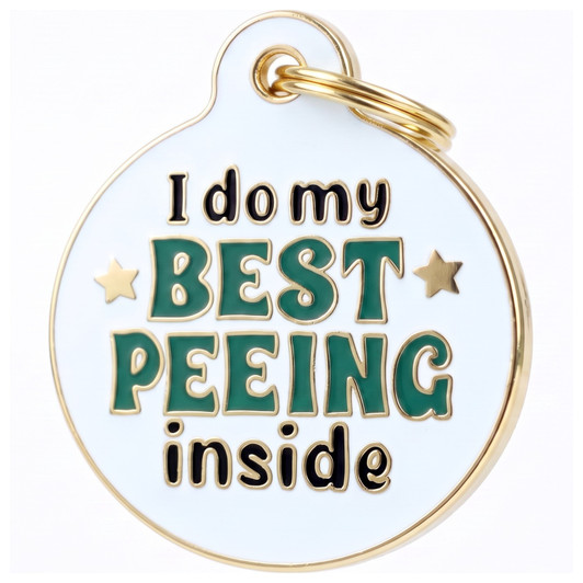 I Do My Best Peeing Inside - Gold Enamel Tag I Do My Best Peeing Inside - Gold Enamel Tag