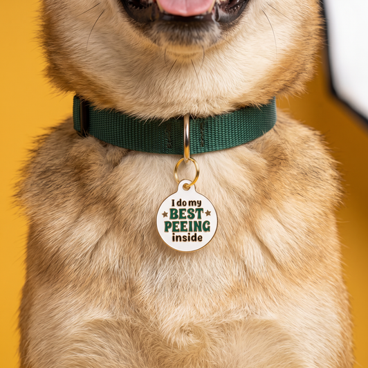 I Do My Best Peeing Inside - Gold Enamel Tag I Do My Best Peeing Inside - Gold Enamel Tag