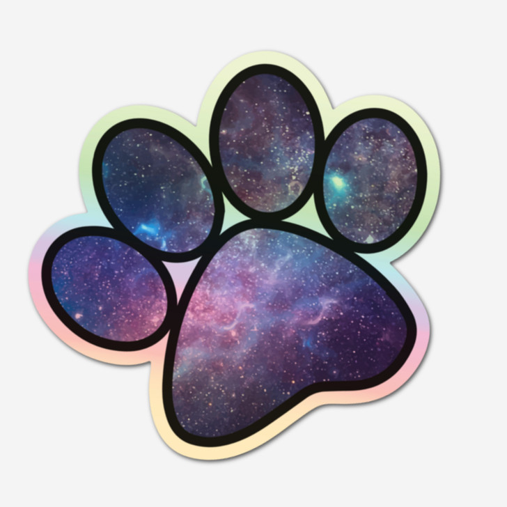 Holographic Galaxy Paw Print Sticker