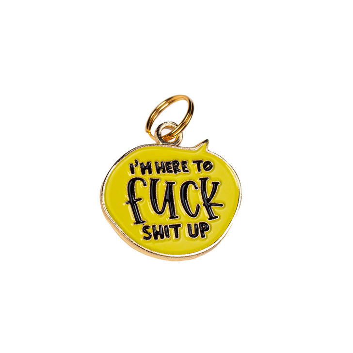 Here to F*ck Shit Up - Small Enamel Pet Tag