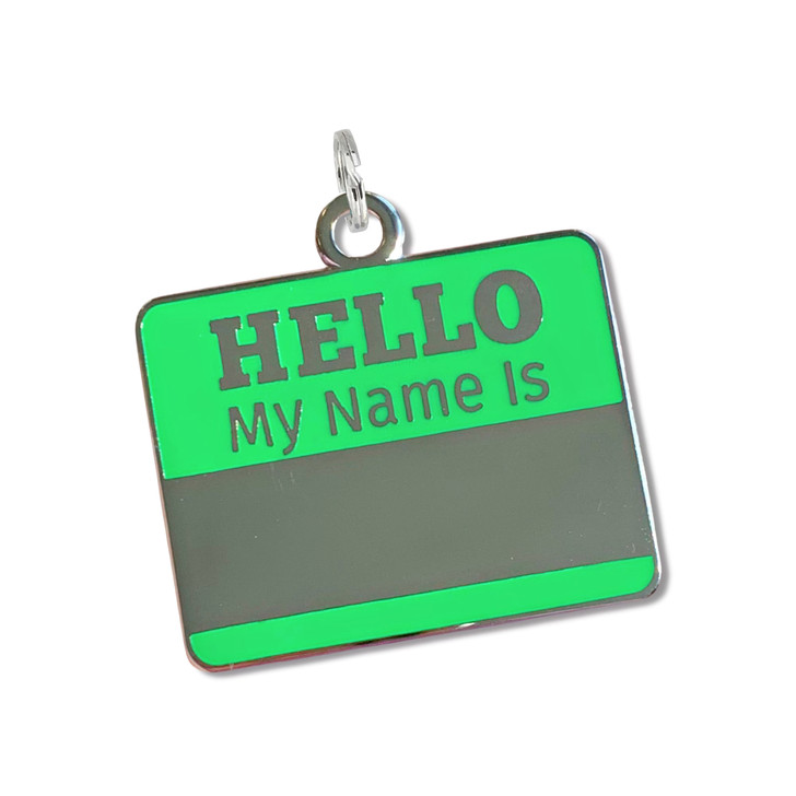 Hello My Name Is Pet ID Tag - Green