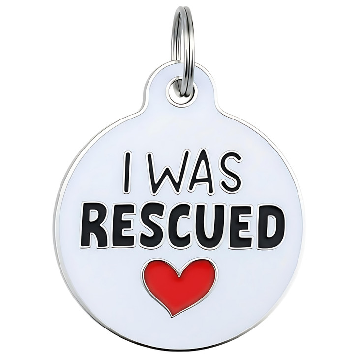 I Was Rescued - Enamel Dog Tag