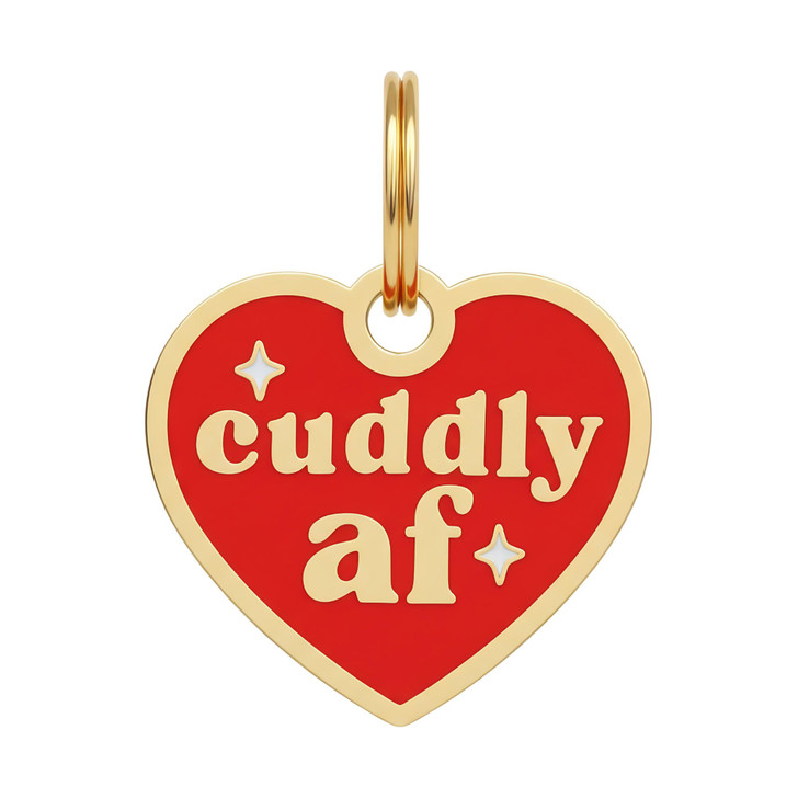 Cuddly AF - Gold Enamel Dog Tag