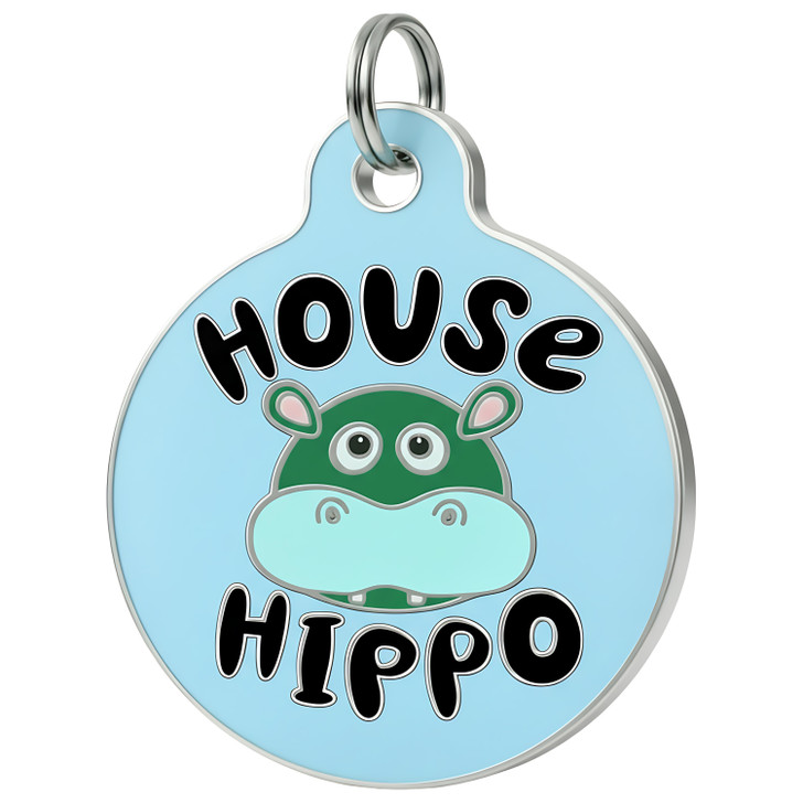 House Hippo - Enamel Dog Tag *Blue New Color