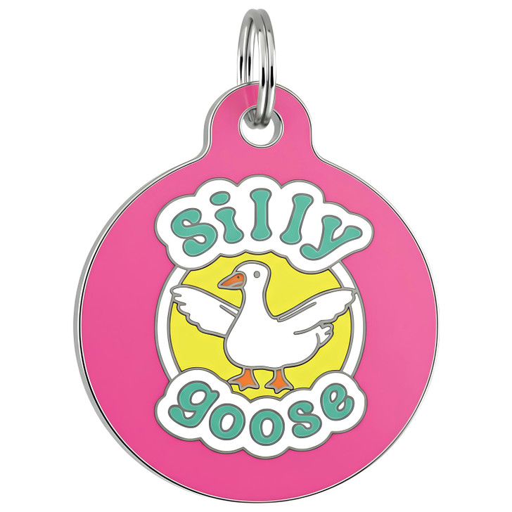 Silly Goose - Enamel Dog Tag *Pink