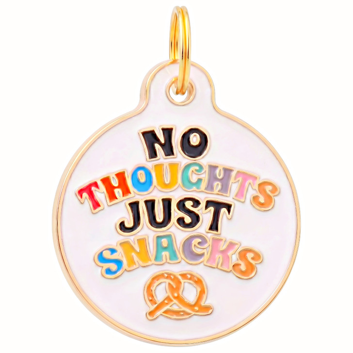 No Thoughts Just Snacks - Gold Enamel Tag