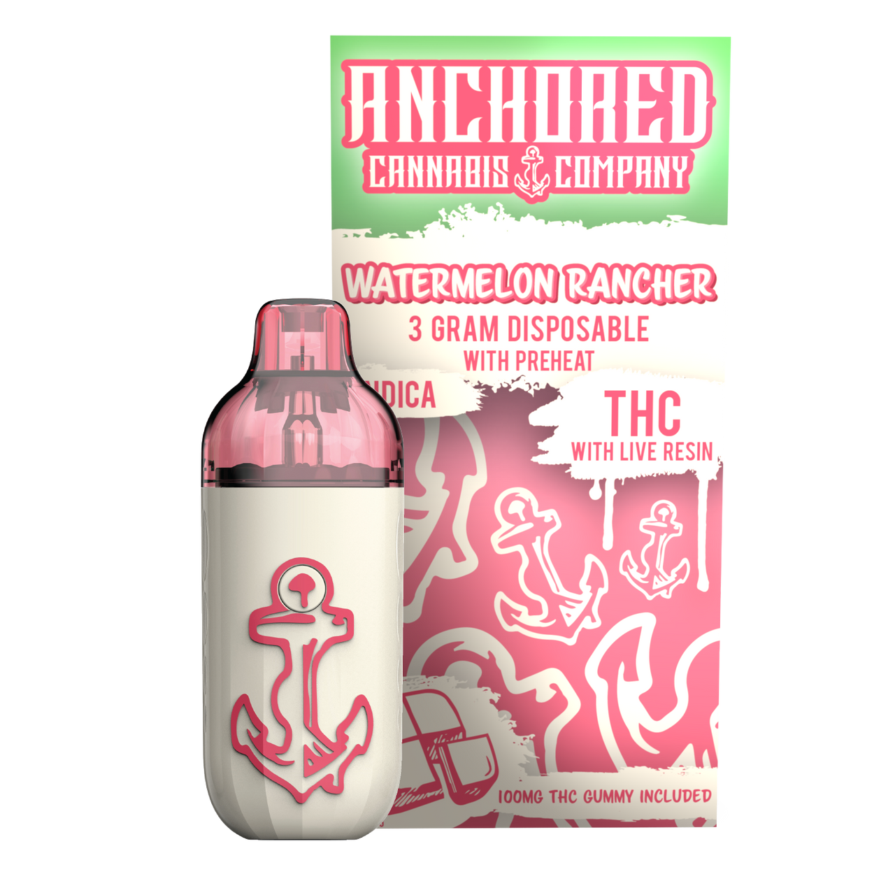Anchored - THCA Disposable - Watermelon Rancher 3g