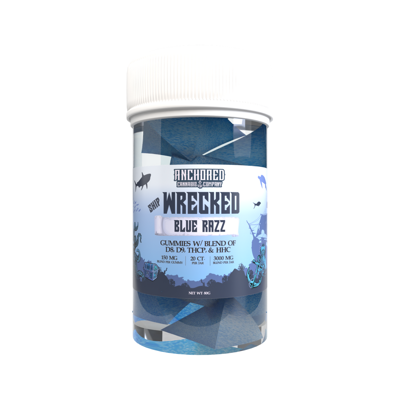 Anchored - Shipwrecked Gummies - Blue Razz 20ct
