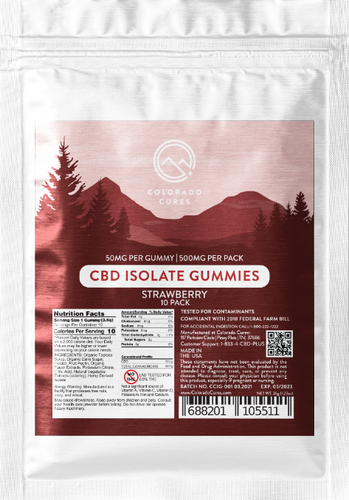 Isolate CBD Gummies - Strawberry - 500mg 10pk cbd isolate gummies