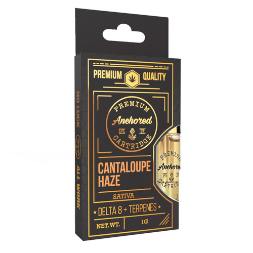 Anchored Cannabis Co. 1 gram Delta 8 vape cartridge in flavor Cantaloupe Haze Vape thc