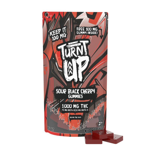 TURNT UP - SOUR BLACK CHERRY GUMMIES 1000MG 10PK  thc gummies