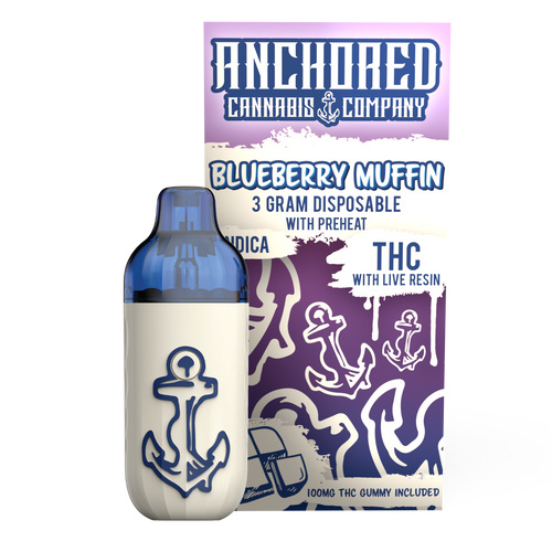 ANCHORED - THCA DISPOSABLE - BLUEBERRY MUFFIN - 3G