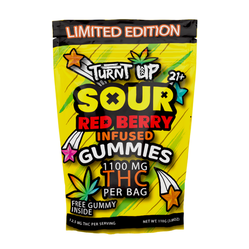 Turnt Up - 1100mg Gummy Bag - Sour Red Berry - 11ct