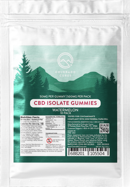 Watermelon - 500mg 10pk Cbd isolate gummies,