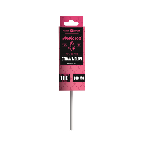 ANCHORED - DELTA 8 SUCKER - STRAW MELON 100MG Delta 8 candies