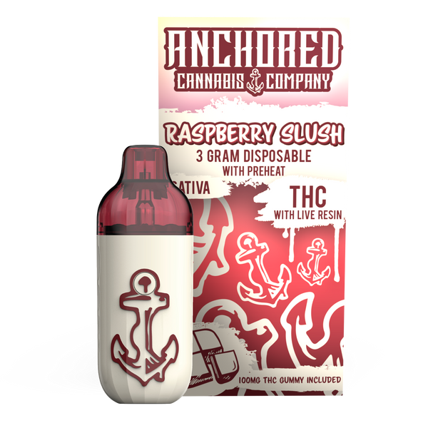 ANCHORED - THCA DISPOSABLE - RASPBERRY SLUSH - 3G Thca disposable vape,