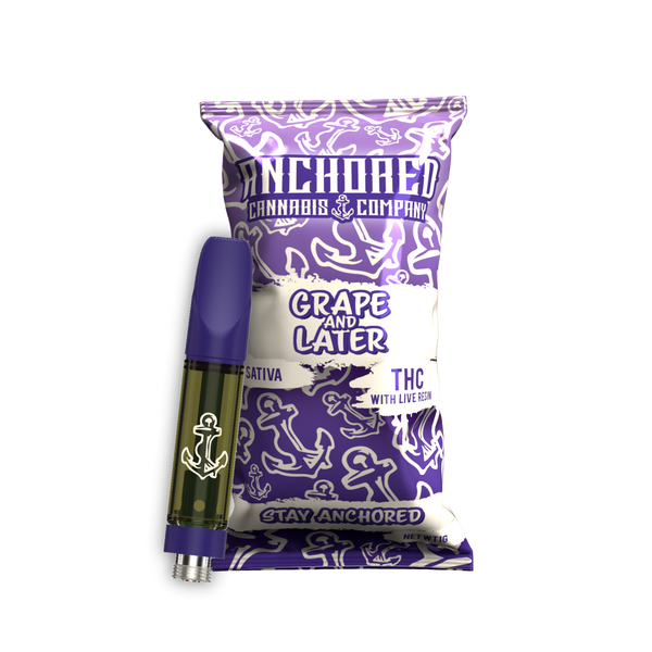 ANCHORED - THCA / LIVE RESIN CART - GRAPE AND LATER - 1G Vape cartridge,