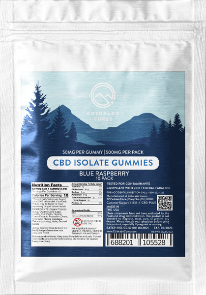 Isolate CBD Gummies - Blue Raspberry - 500mg 10pk isolate cbd gummies