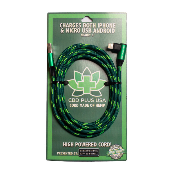 6 Foot Hemp Charging Cable - 2 in 1 - Lightning and micro USB charging cable