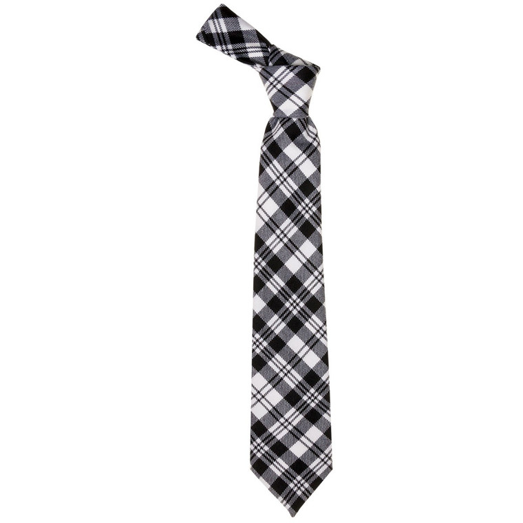 Scott Black White Modern  Tartan Tie