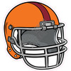 Football Helmet - Orange with Burgundy Stripe - Style A - Yard Card