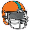 Football Helmet - Orange with Teal Stripe - Style A - Yard Card