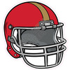 Football Helmet - Red with Old Gold Stripe - Style A - Yard Card