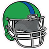 Football Helmet - Medium Green with Medium Blue Stripe - Style A - Yard Card