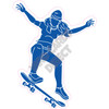 Silhouette - Skater Girl - Medium Blue - Style D - Yard Card