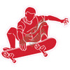 Silhouette - Skater Boy - Red - Style B - Yard Card