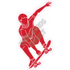 Silhouette - Skater Boy - Red - Style C - Yard Card